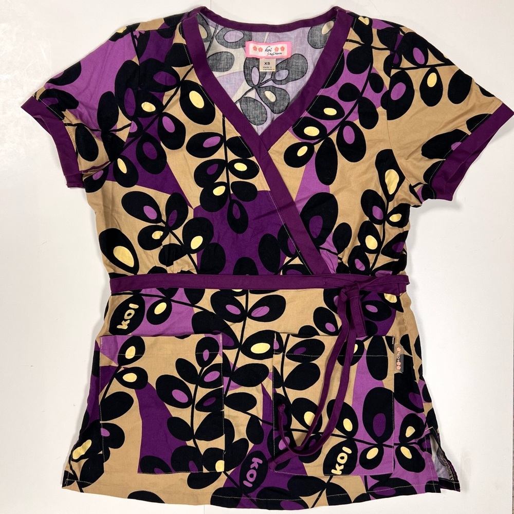 koi Wrap-Style Tunic Scrub Top